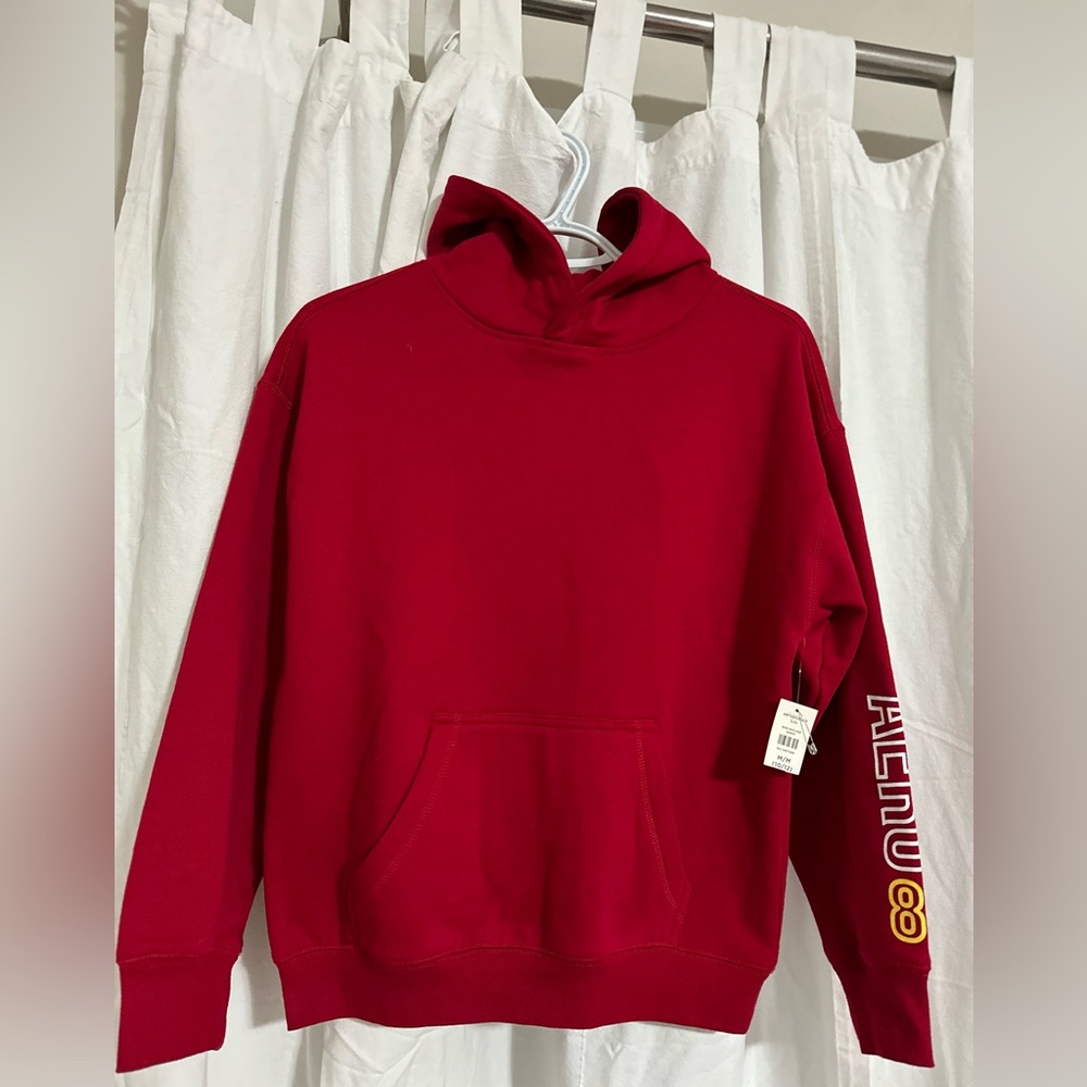 Aeropostale Red Crewneck Hoodie with Sleeve Logo